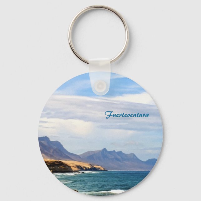 Chaveiro Arte de Viagem da Costa Oceânica de Fuerteventura (Frente)
