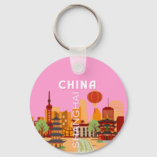 Chaveiro Arte de Viagem de Xangai na China (Frente)