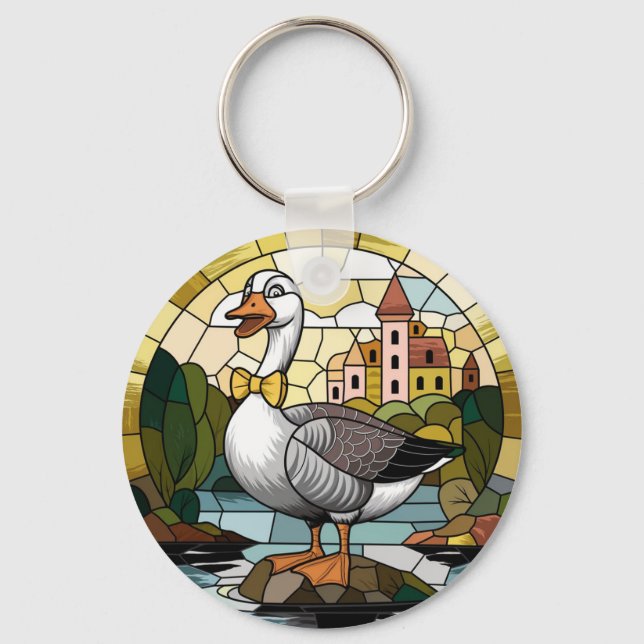 Chaveiro Arte de Vitral, Vitral Silly Goose (Frente)