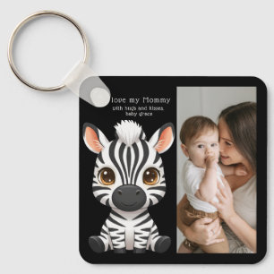 Chaveiro Arte de Zebra Bebê Fofa, Nome da Criança e Mensage