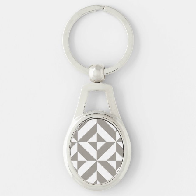 Chaveiro Arte Deco Geométrico Cinza Prata (Frente)