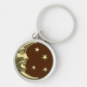Chaveiro Arte Deco Moon e Estrelas - Chocolate Brown e Dour