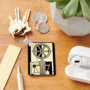 Chaveiro Arte Deco Vintage Empresarial Roda e Operário de M