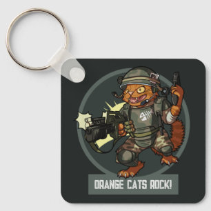 Chaveiro Arte Desenho Gato Soldado Laranja Gatos São Incrív