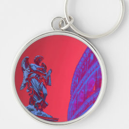 Chaveiro Arte digital azul, vermelha, de Colosseum e estátu