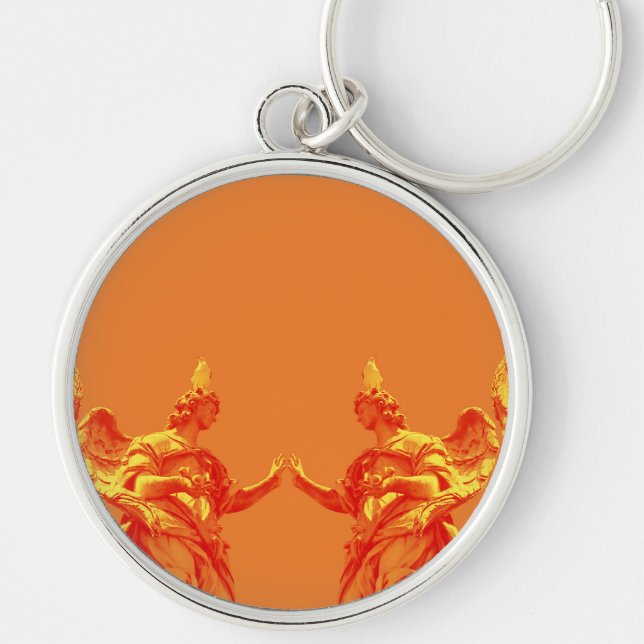 Chaveiro Arte digital cor laranja com esculturas (Frente)