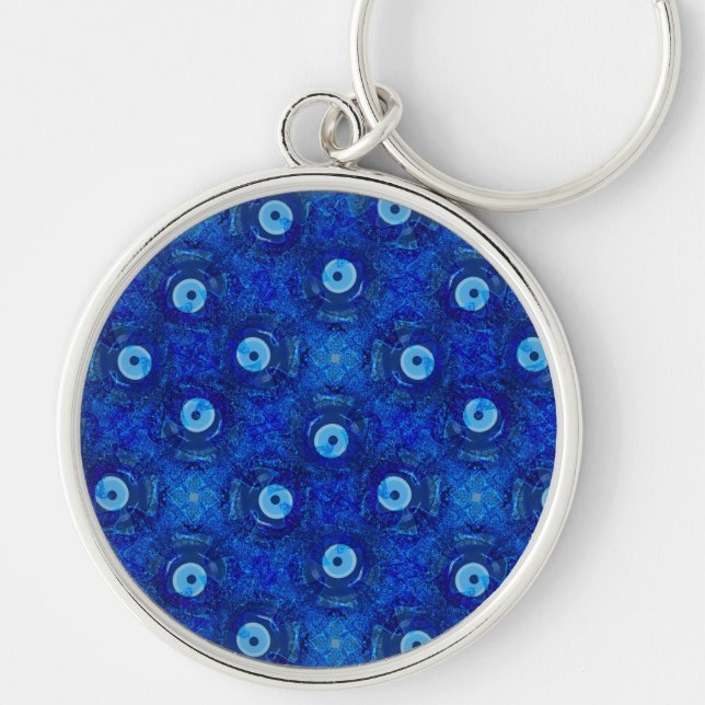 Chaveiro Arte digital legal e moderna do padrão de mau azul (Frente)
