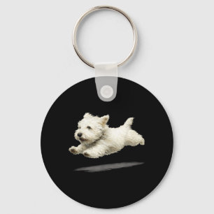 Chaveiro Arte Divertida de Cachorro Correndo Fofo e Retro C