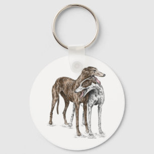 Chaveiro Arte do cão de dois amigos do galgo