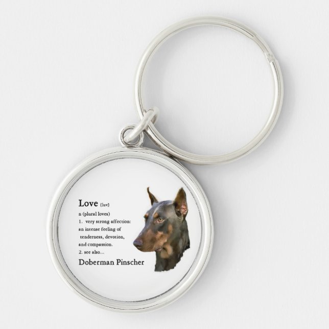 Chaveiro Arte do Doberman Pinscher O Amor É... (Frente)