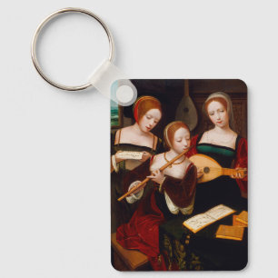 Chaveiro Arte do Renascimento Vintage Três Músicas Feminina
