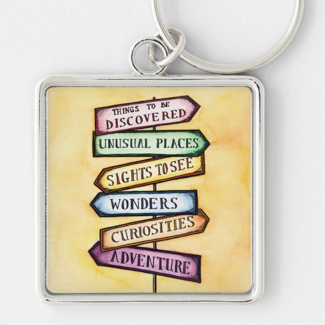 Chaveiro Arte do viagem do sinal de rua da aventura (Frente)