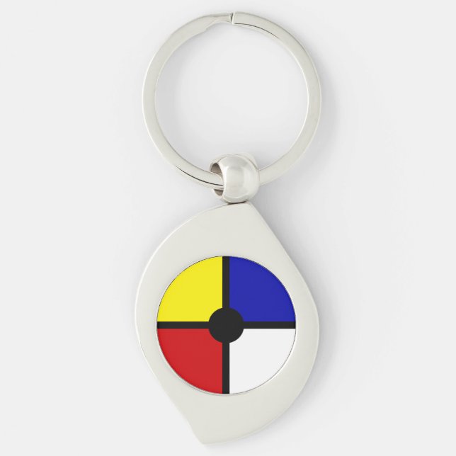 Chaveiro Arte Elegante Inspirada em Mondrian & Cores Básica (Frente)