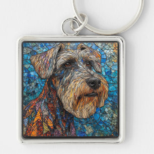 Chaveiro Arte em Mosaico Colorido de Giant Schnauzer
