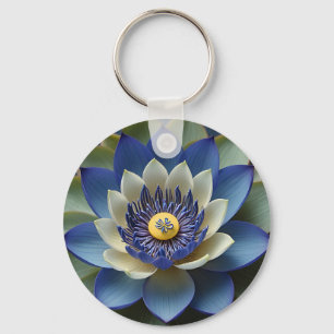 Chaveiro Arte Espiritual Zen Azul Flor