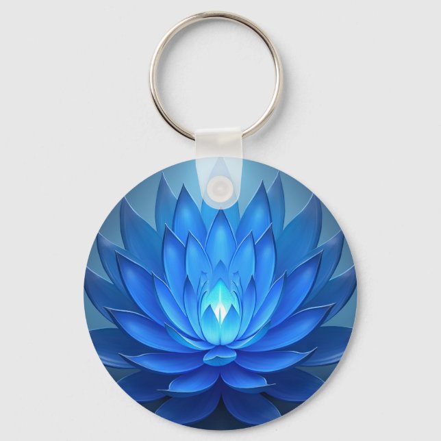 Chaveiro Arte Espiritual Zen Azul Flor (Frente)