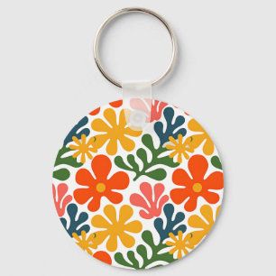 Chaveiro Arte Floral Abstrata Colorida de Matisse no Estilo