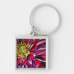 Chaveiro Arte floral abstrata de dália original