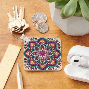 Chaveiro Arte Floral Boho Folclórico