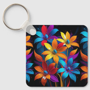 Chaveiro Arte Floral Colorida Abstrata Vibrante-32908