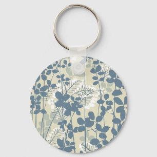 Chaveiro Arte Floral de Flor Azul Asiática Japonesa