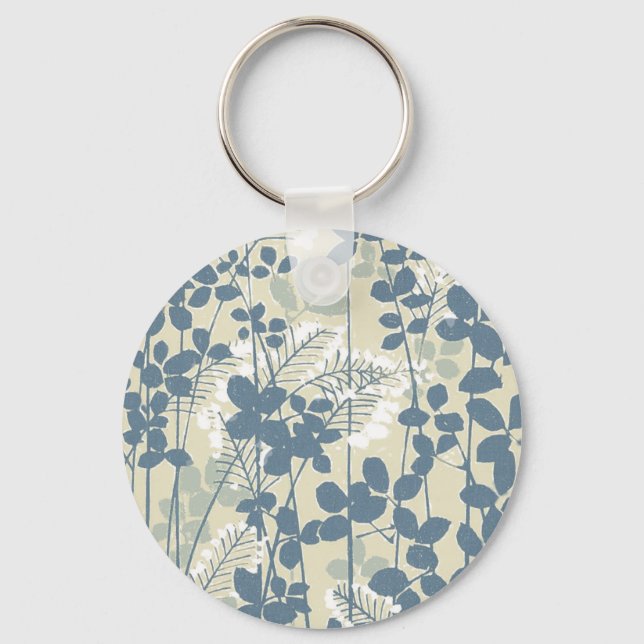 Chaveiro Arte Floral de Flor Azul Asiática Japonesa (Frente)