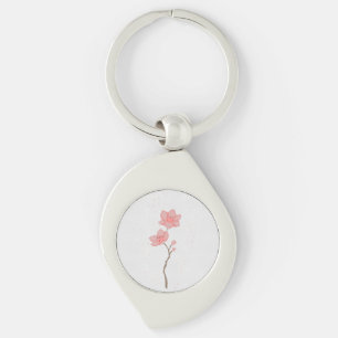 Chaveiro Arte Floral de Flor de Cerejeira Sakura Rosa Minim