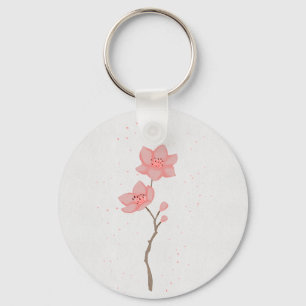 Chaveiro Arte Floral de Flor de Cerejeira Sakura Rosa Minim