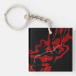 Chaveiro Arte Fluida de Pintura Negra abstrato Vermelha Neg