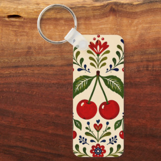 Chaveiro Arte Folclórica Escandinava Floral Botânica Cottag
