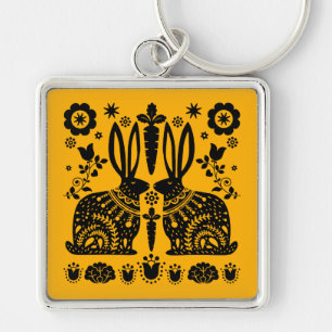 Chaveiro Arte Foliar Nórdica Escandinava do Coelho