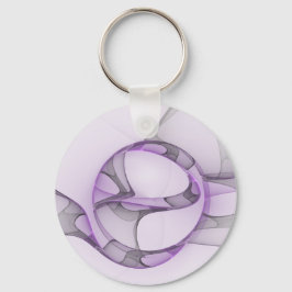 Chaveiro Arte Fractal Abstrata Moderna Lavanda Cinza