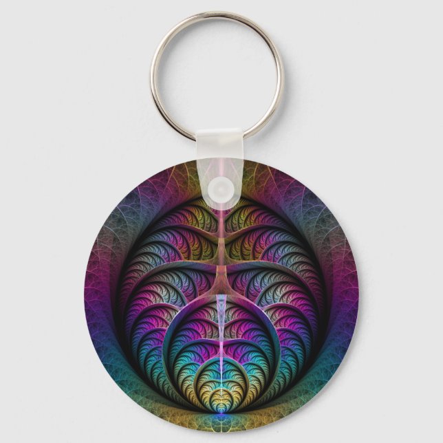 Chaveiro Arte Fractal Abstrato com Padrão Trippy (Frente)