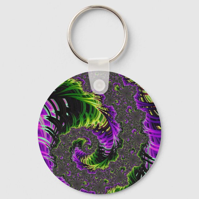 Chaveiro Arte Fractal Espiral Espiral Psicodélica Eclética (Frente)