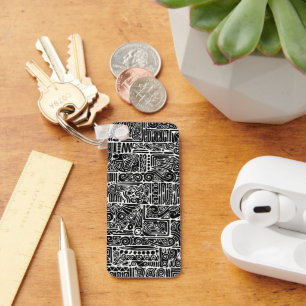 Chaveiro Arte Geométrica Preta E Branca 2