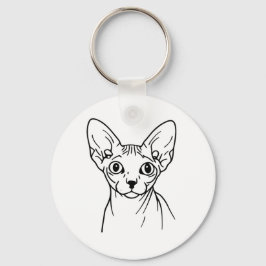 Chaveiro Arte Linear de Gato Sphynx Elegante