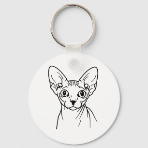 Chaveiro Arte Linear de Gato Sphynx Elegante
