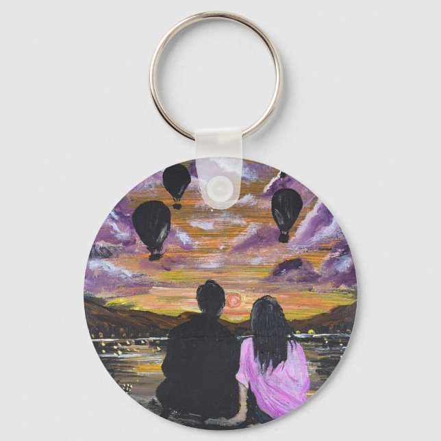 Chaveiro Arte Manual – Pôr do Sol Juntos (Frente)