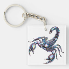 Chaveiro Arte Mecânica Escorpião Cibernético Iridescente