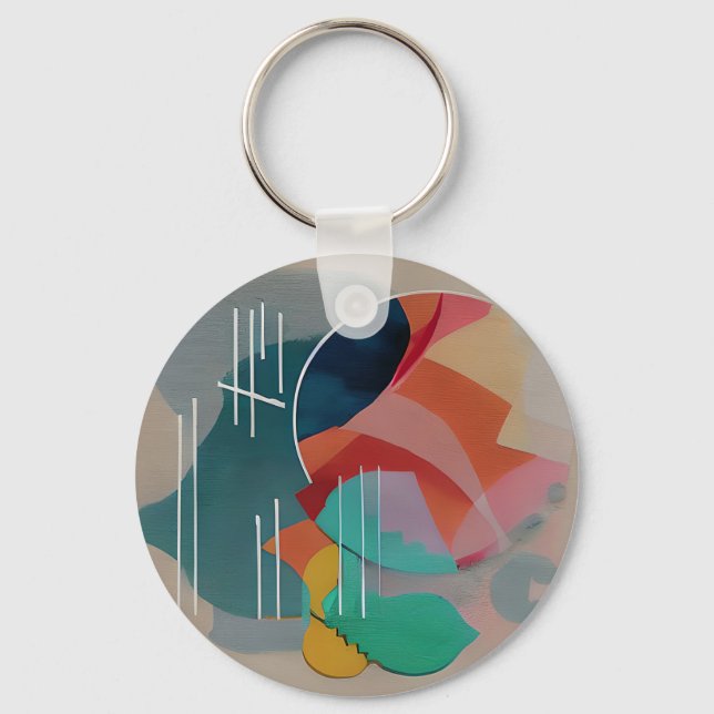 Chaveiro Arte minimalista abstrata retrô (Frente)