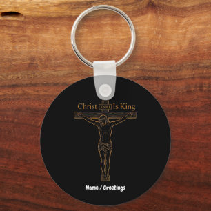 Chaveiro Arte Minimalista da Crucificação Dourada Cristo é