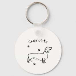 Chaveiro Arte Minimalista Dachshund - Seu Texto, Seu Estilo