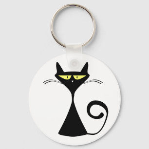 Chaveiro Arte Minimalista de Gato Preto Elegante