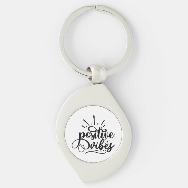 Chaveiro Arte Motivacional de Tipografia de Vibes Positivas (Frente)
