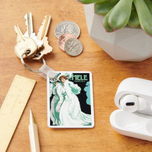 Chaveiro Arte Nova Antiga, Itália Moda e Mulheres Elegantes