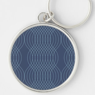 Chaveiro Arte ondulada azul, decorativa, simples, moderna,
