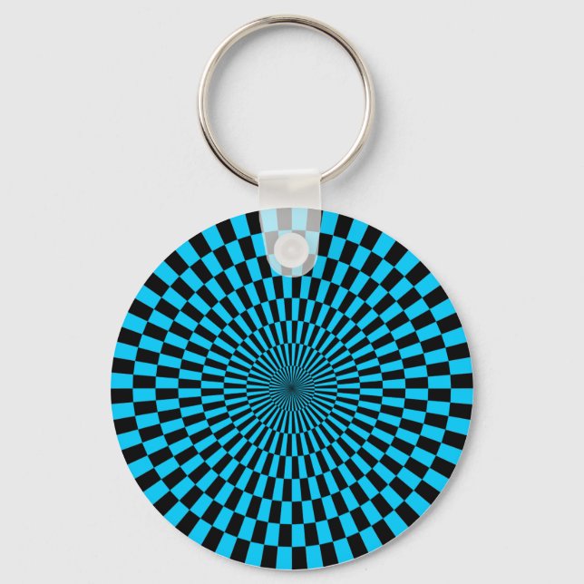 Chaveiro Arte Op - Azul no céu e preto (Frente)
