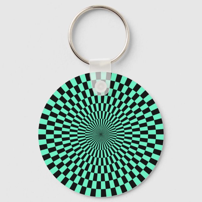 Chaveiro Arte Op - Turquesa e Preto (Frente)