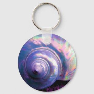 Chaveiro Arte opalescente tropical iridescente de Seashell