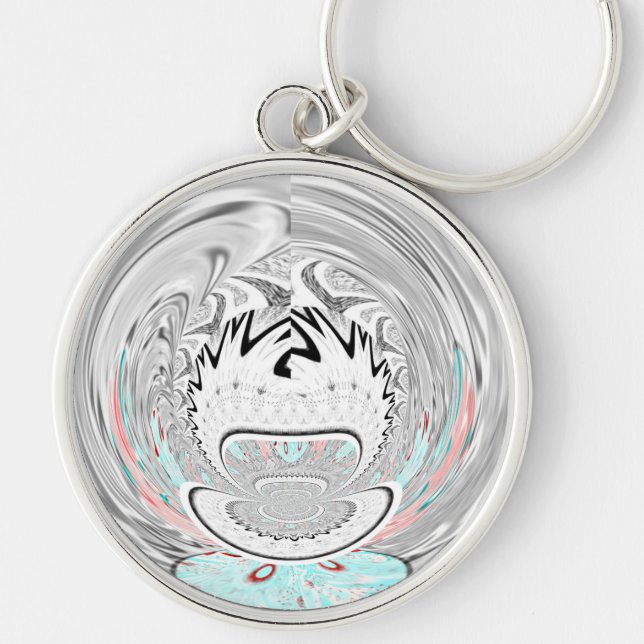 Chaveiro Arte Padrão da Flora Abstrato da Cinza Urbana Mode (Frente)